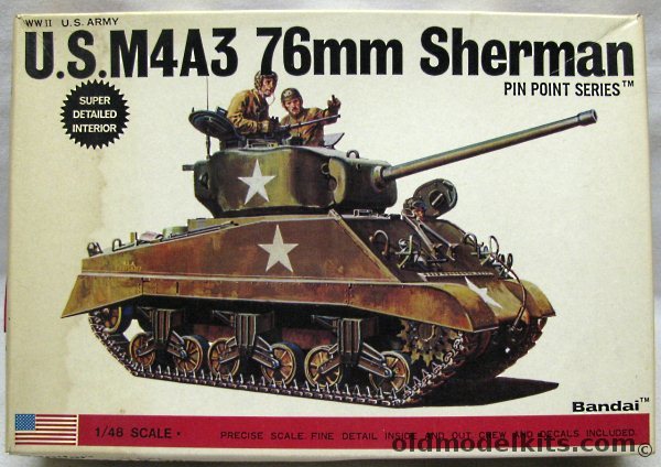 Bandai 1/48 M4A3 76mm Sherman Tank, 8264 plastic model kit